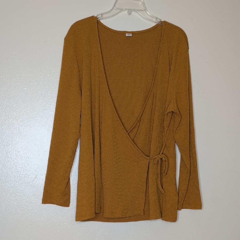Old Navy Faux Burnt Ginger Wrap Sweater Rib Knit Plus Size XXL